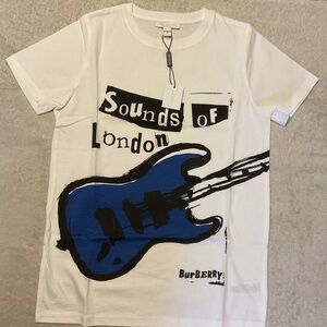 NWT Burberry Boys T-shirt White / Marine Blue Size 14y